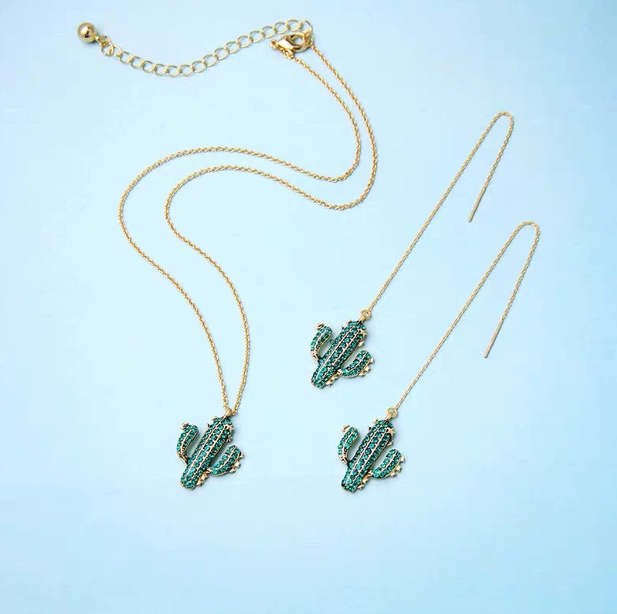 Cactus earrings, bracelet, necklace