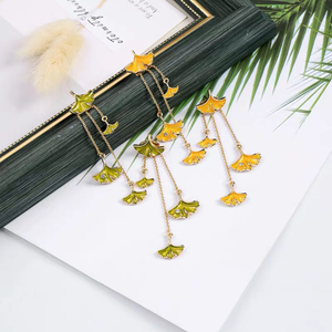 Ginkgo necklace, ring and earrings set