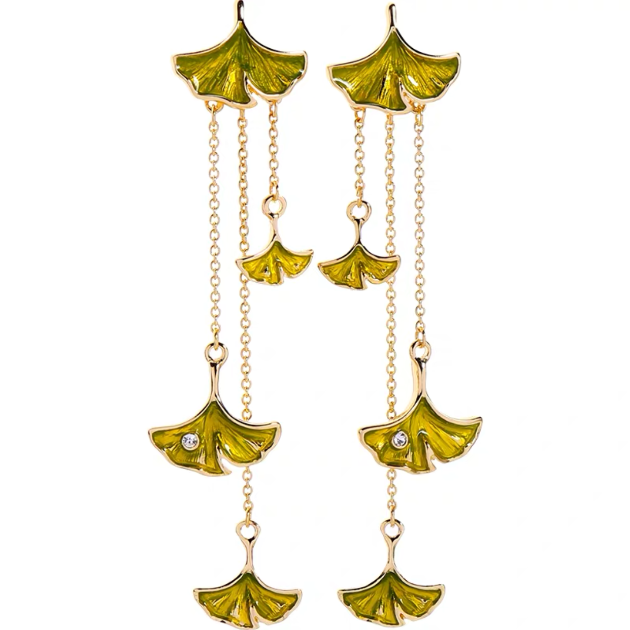 Ginkgo necklace, ring and earrings set