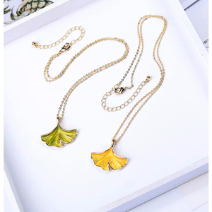 Ginkgo necklace, ring and earrings set