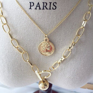 Medal layered necklace