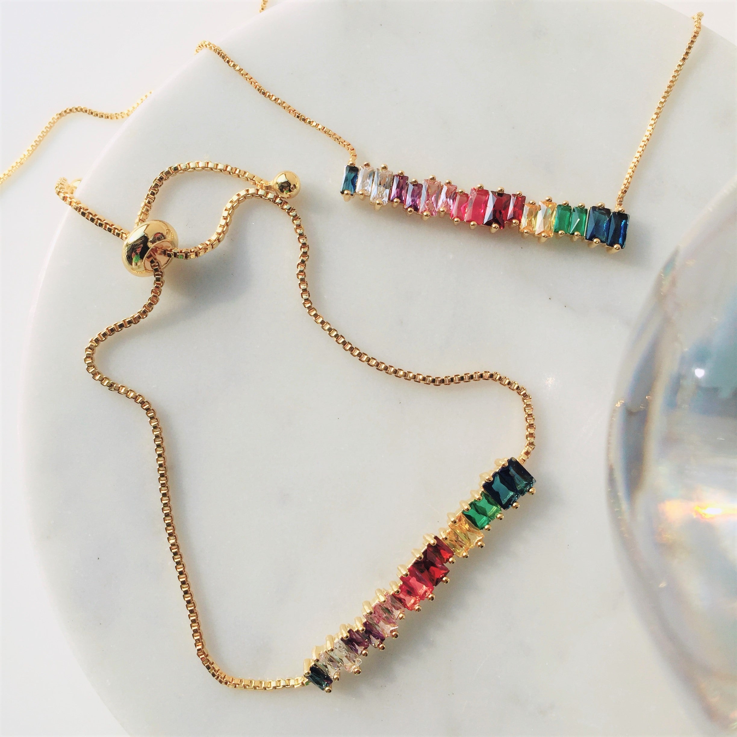 Rainbow Bar necklace and Rainbow Bar bracelet