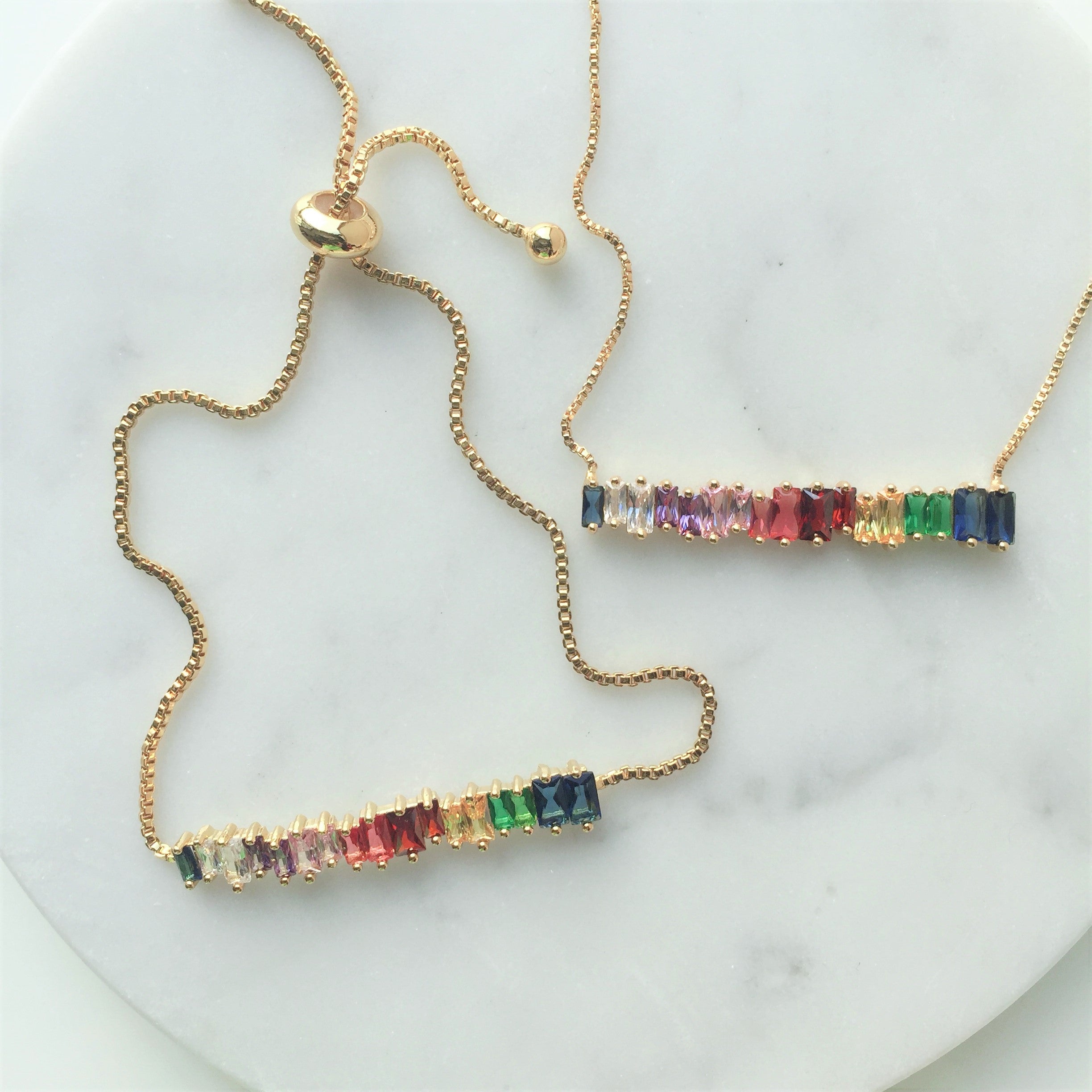 Rainbow Bar necklace and Rainbow Bar bracelet