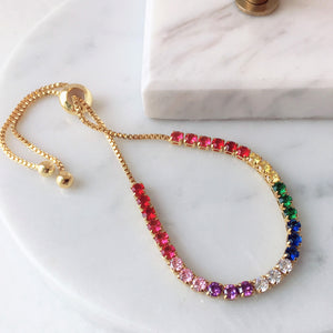 Rainbow choker necklace and bracelet