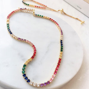 Rainbow choker necklace and bracelet